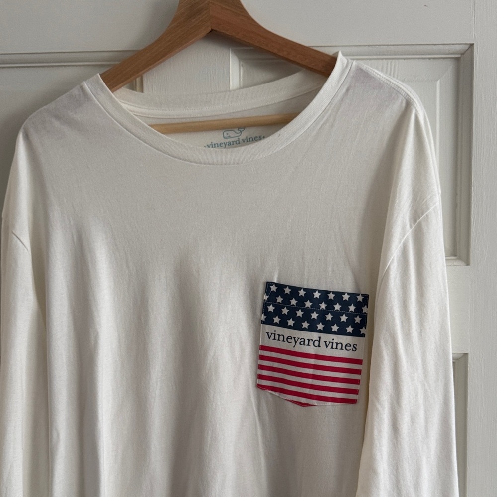 Vineyard Vines White Shirt with Flag Pocket